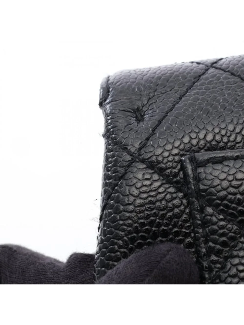Chanel Handbag Quilted Black Caviar Leather